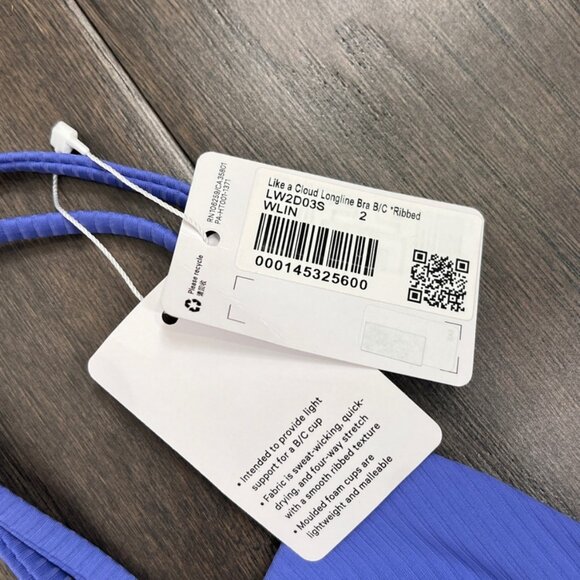 Lululemon NWT Like a Cloud Ribbed Longline Bra B/C Cup Wild Indigo - Picture 6 of 8